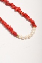 سلسلة مرجان أحمر مع لؤلؤ طبيعي فاخر