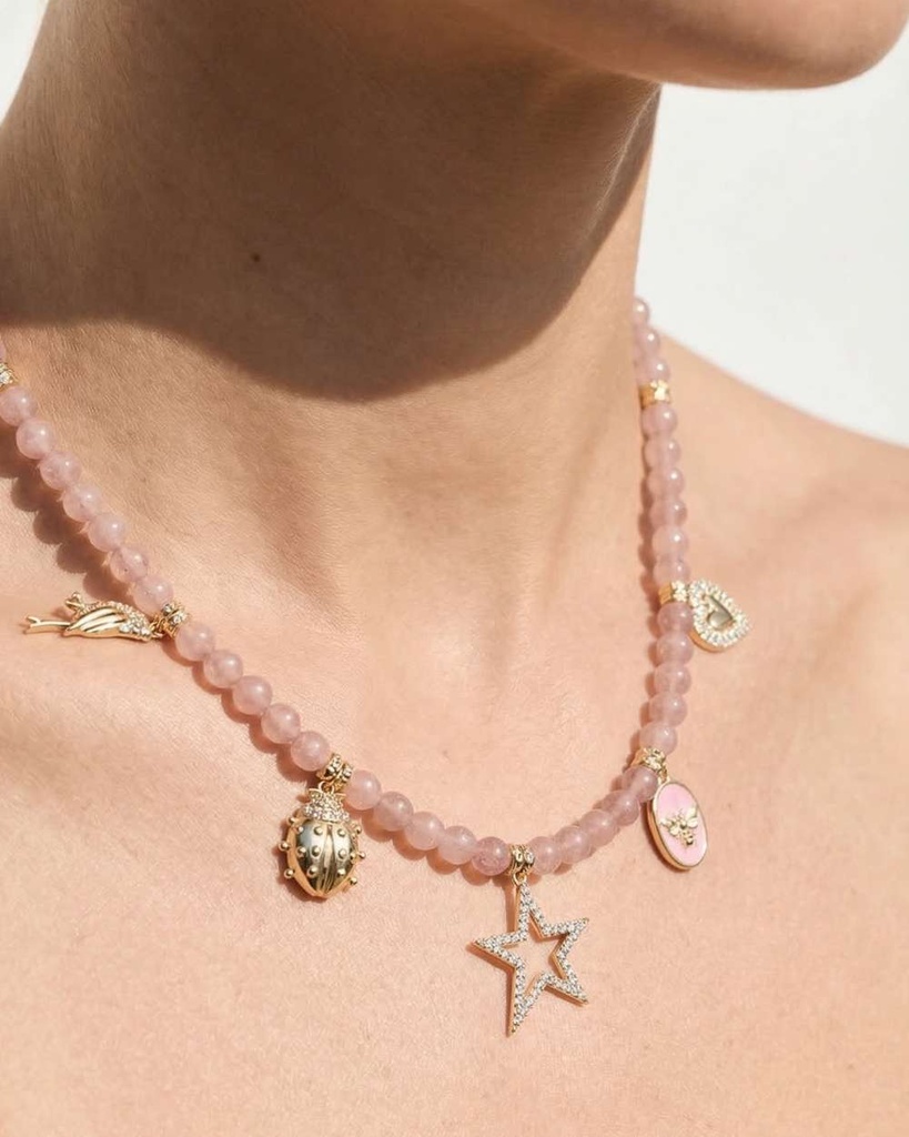 عقد حجر الستروبيري الأنيق