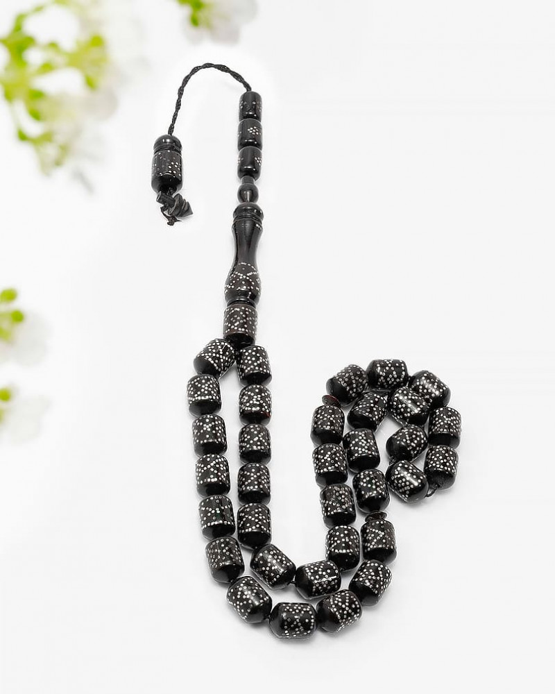 سبحة نادرة كوك طبيعي مرصعة بالفضة