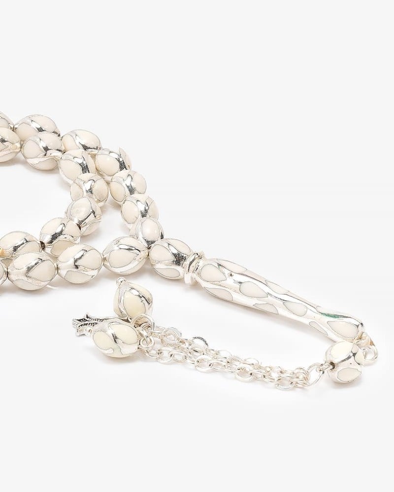 سبحة انيقة مرايا ايطالي ابيض وفضي