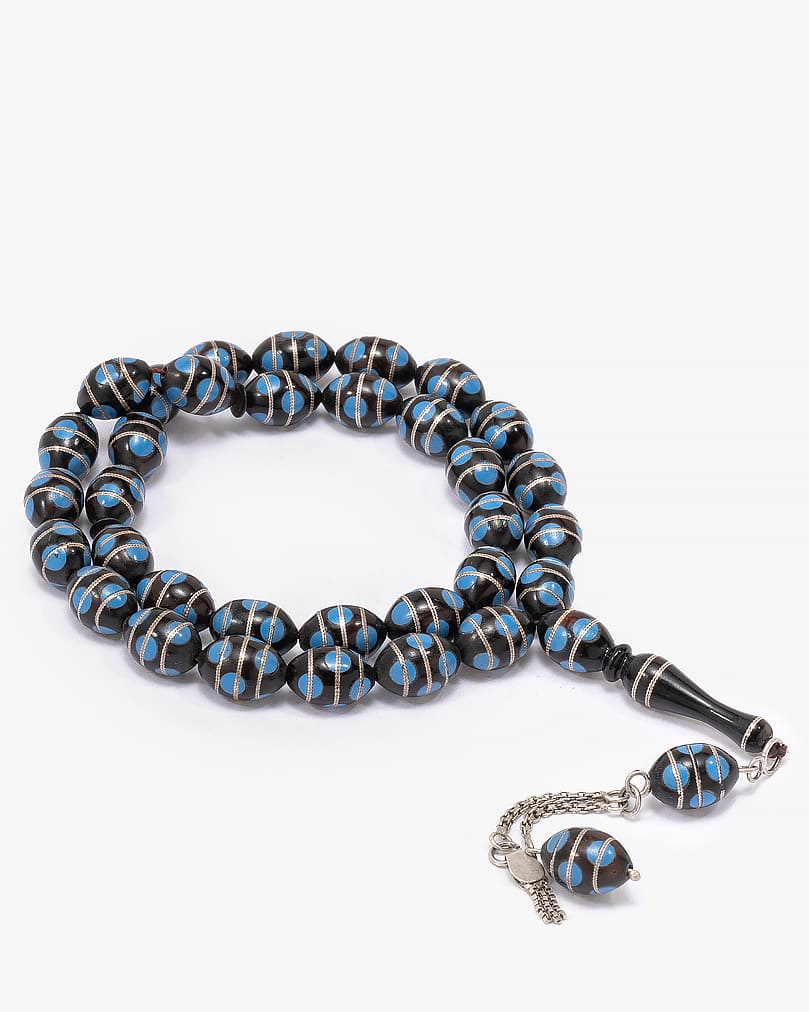 سبحة خشب كوك طبيعي بالفضة الخالصة