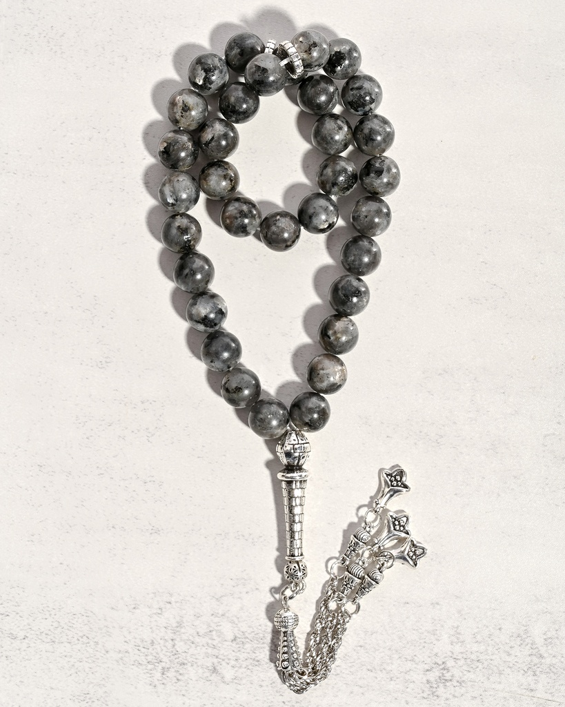 سبحة حجر تورمالين كوارتز طبيعي