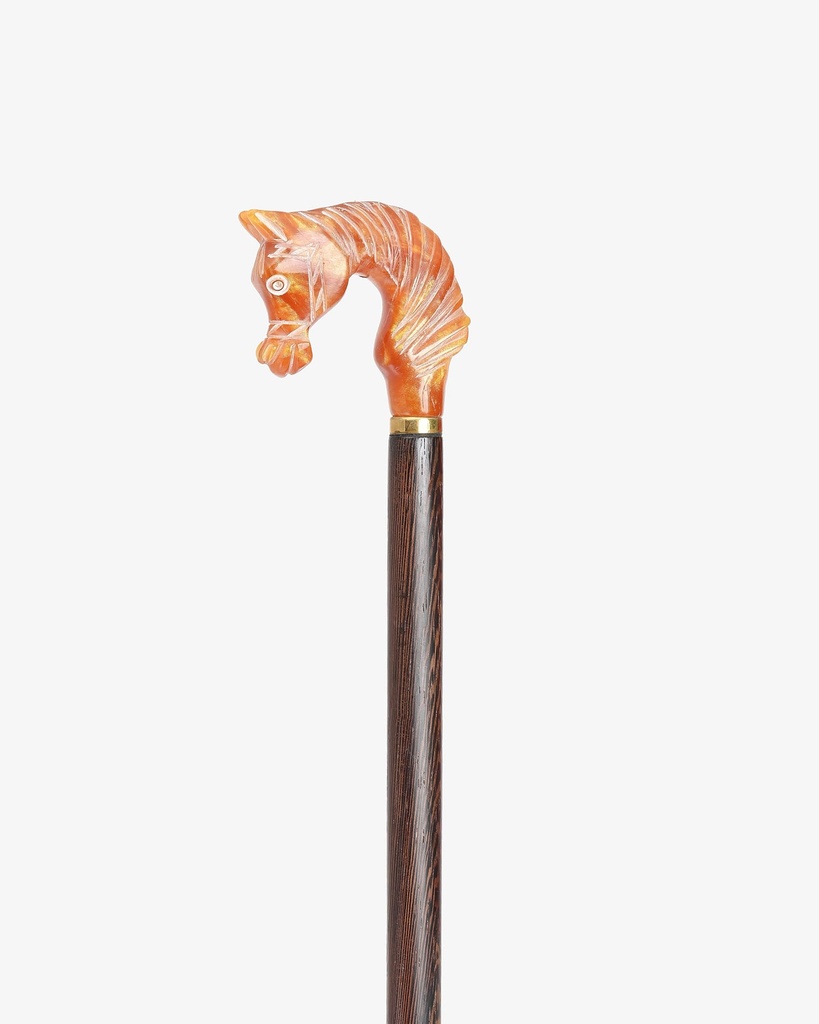 عصا عكاز خشب الإبانوس بشكل رأس الحصان