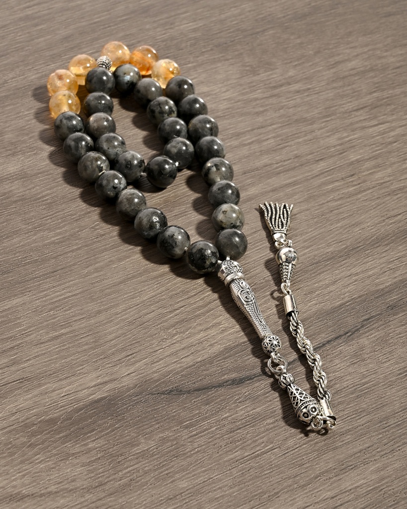 Labradorite and Citrine Silver Rosary