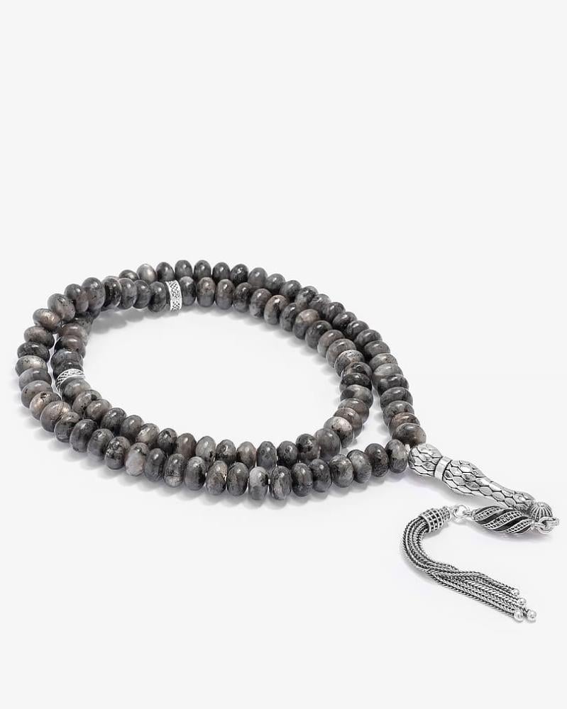 سبحة فضة حجر لابرادوريت 99 خرزة