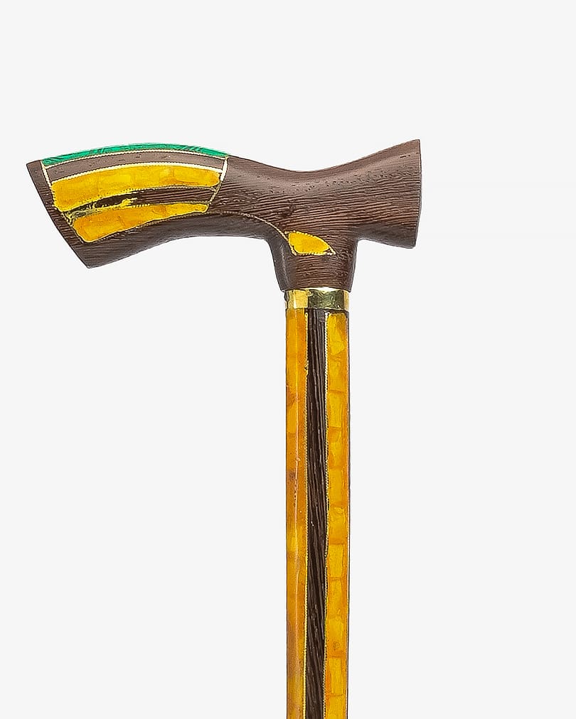 عصا عكاز فينجي شبيه الكهرمان وملاكيت