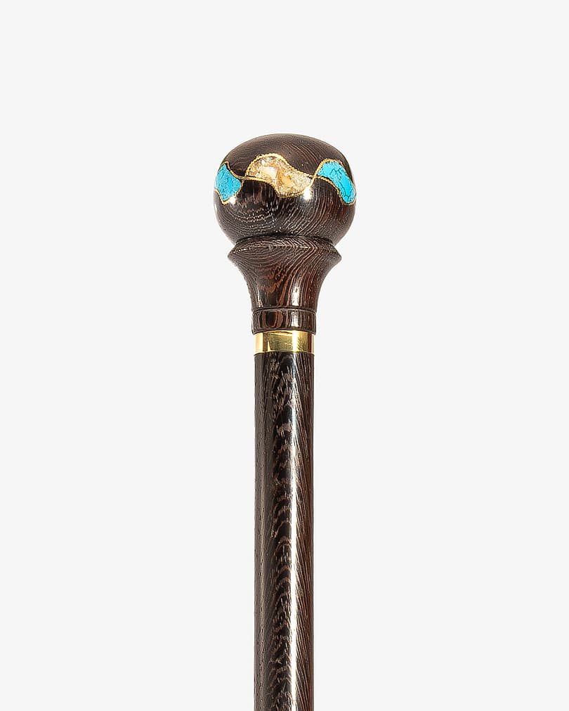 عصا عكاز فينجي انيقة منقوش بصدف وفيروز