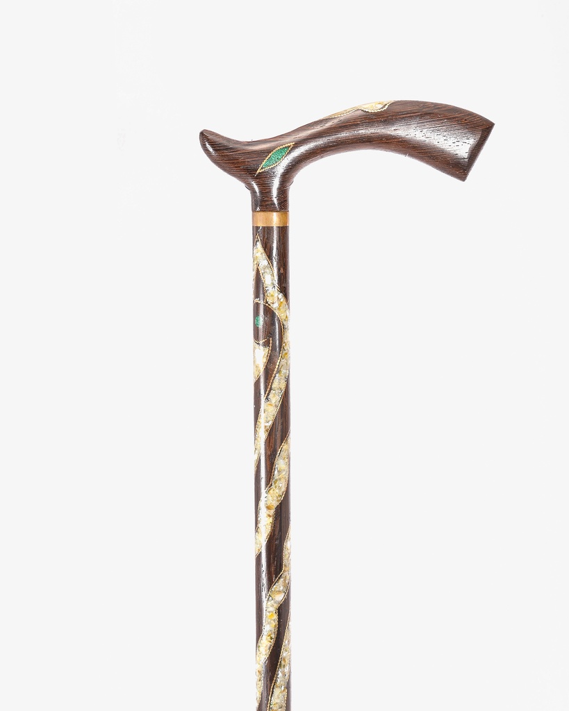 عصا عكاز فينجي مرصع صدف وملاكيت طبيعي