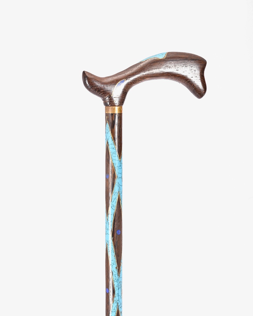 عصا عكاز فنجي طبيعي بالفيروز ولازورد الأنيق