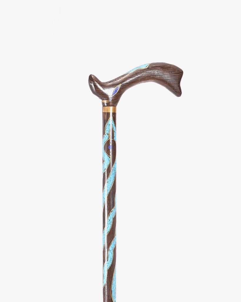 عصا عكاز فنجي طبيعي بالفيروز ولازورد الأنيق
