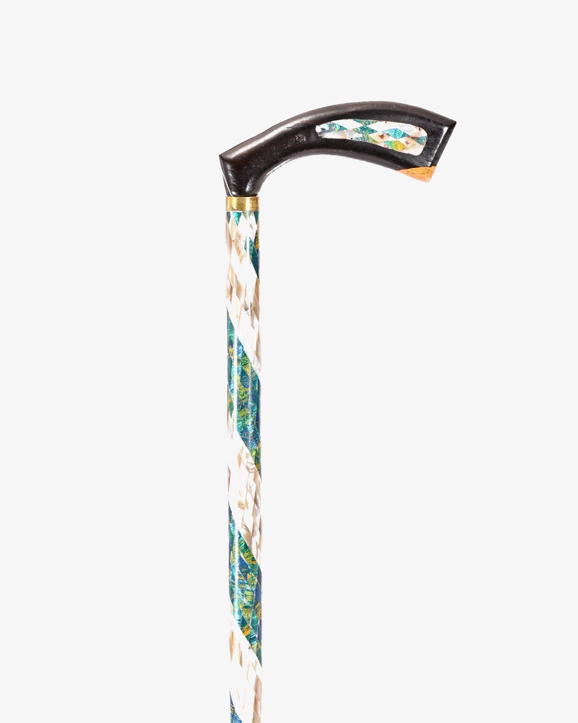 عصا عكاز ايبانوس مزين بصدف طبيعي