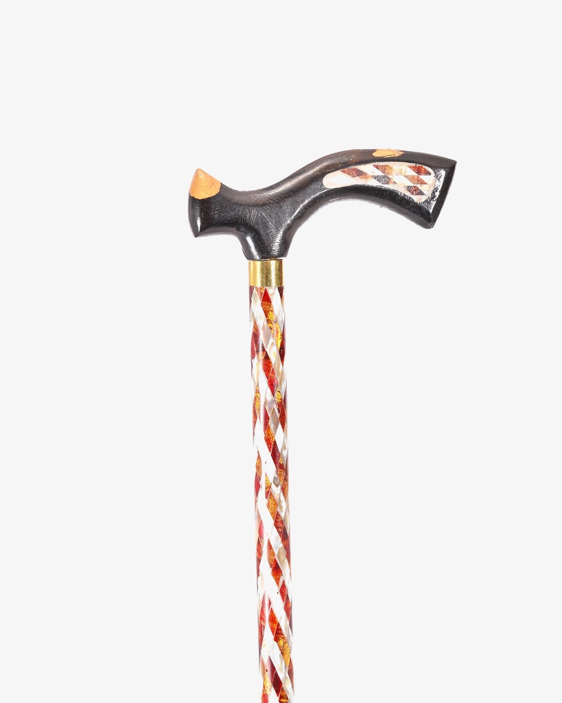 عصا عكاز ايبانوس مزين بصدف طبيعي