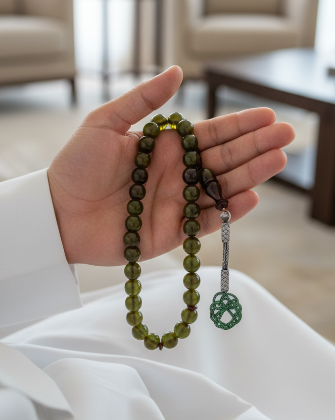 سبحة فاتوران لون أخضر شفاف