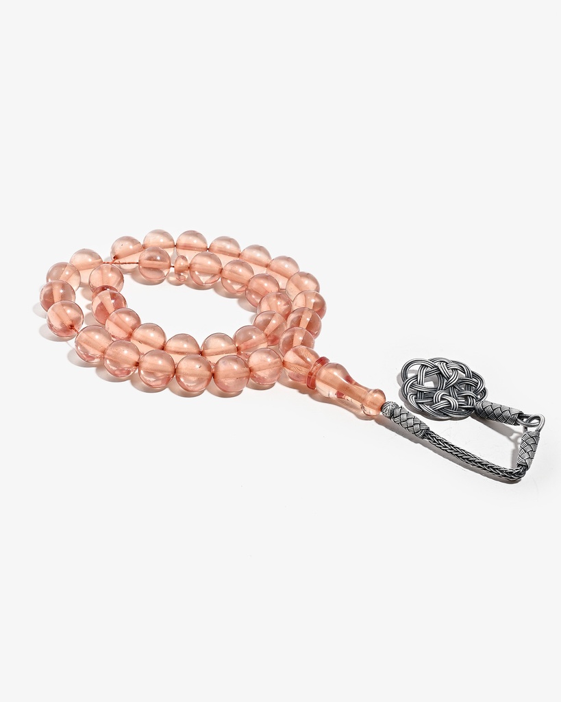 سبحة فاتوران لون زهري شفاف