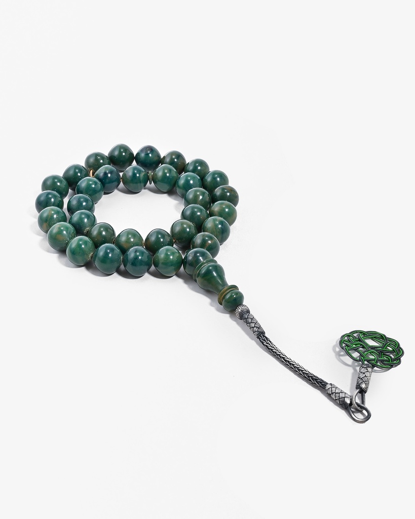 سبحة فاتوران صب جديد بعروق اخصر ملكي