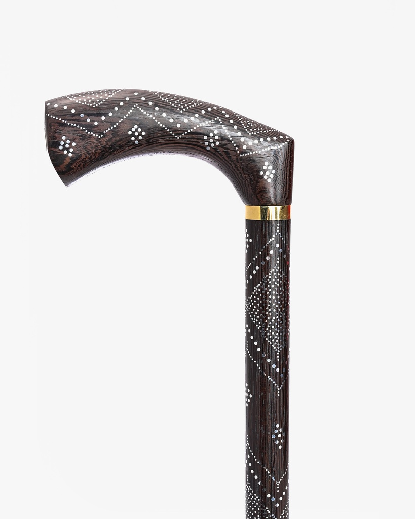 عصا عكاز خشب فينجي طبيعي بمقبض دائري