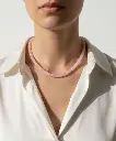 سلسلة نسائي حجر روز طبيعي ( مطلي ذهب )
